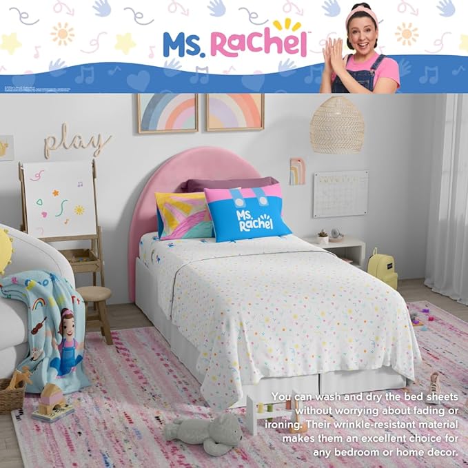 Ms. Rachel Educational Adventures Bedding Super Soft Cozy 3 Piece Microfiber Sheet Set, Twin, (Officially Licensed Product) By Franco Kids