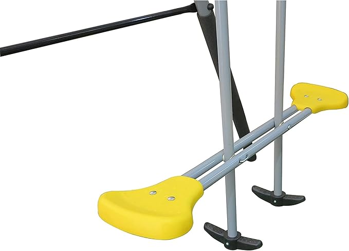 XDP Recreation Rising Sun Playground Metal A Frame Kids Swing Set with Outdoor Backyard Playset with Slide, See Saw, Glider, and Swings, Yellow