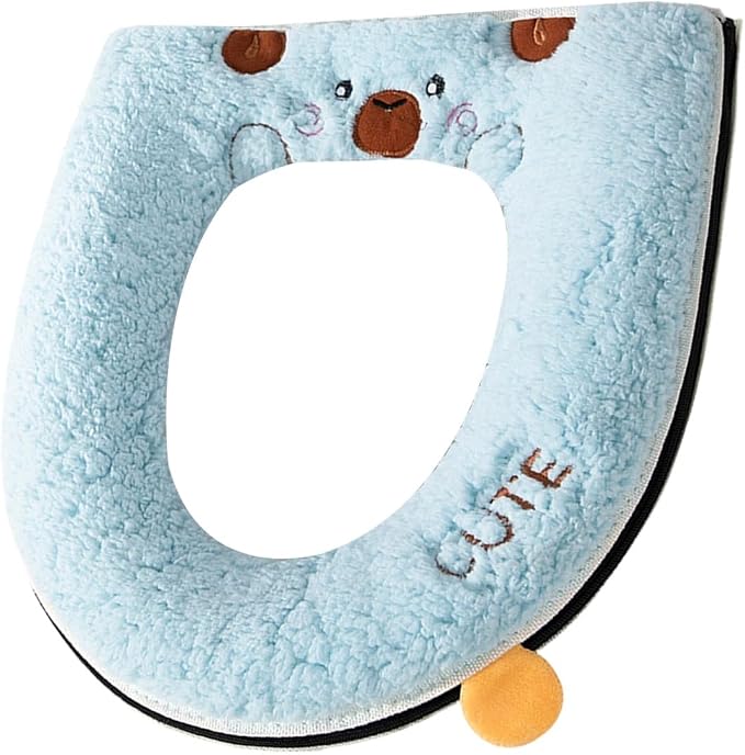 Cartoon Toilet Seat Cover, Plush Warm Soft Easy Installation Easy Winter Toilet Seat Cover for Home Bathroom
