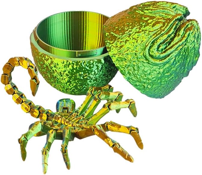 3D Printing one-Piece Articulated Movable face-Hugging Bug Alien Bug Egg Toy Desktop Decoration, Creative Ornaments, Adults Fidget Toys (Yellow Green - Facehugger + Alien Eggs)