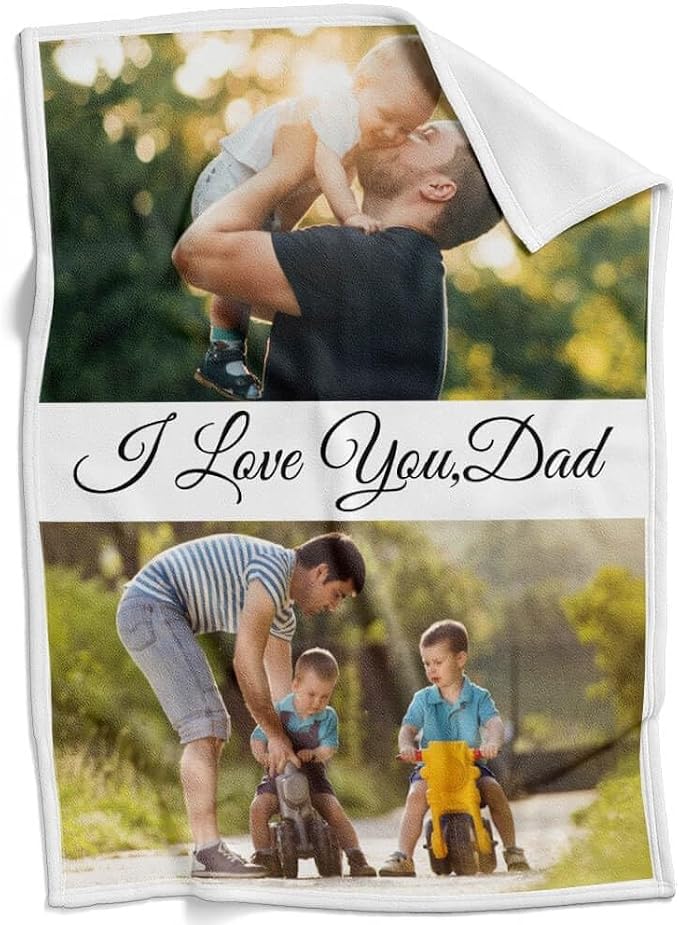 inkArts Personalized Blanket, Custom Blanket with Photo, Customized Picture Blankets, Custom Photo Blankets, Personalized Fathers Day Blanket Gifts for Dad Baby Kid Family
