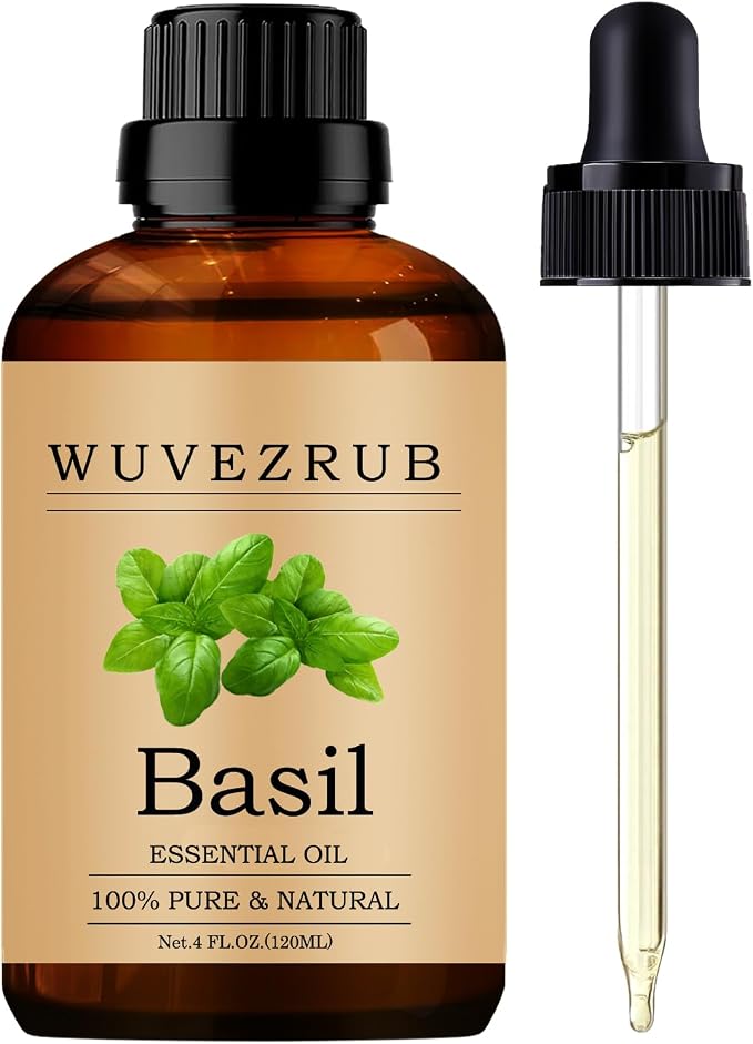 Basil Essential Oils, 120ML Pure and Natural Essential Oil for Aromatherapy Diffuser - Basil /4 Fl Oz