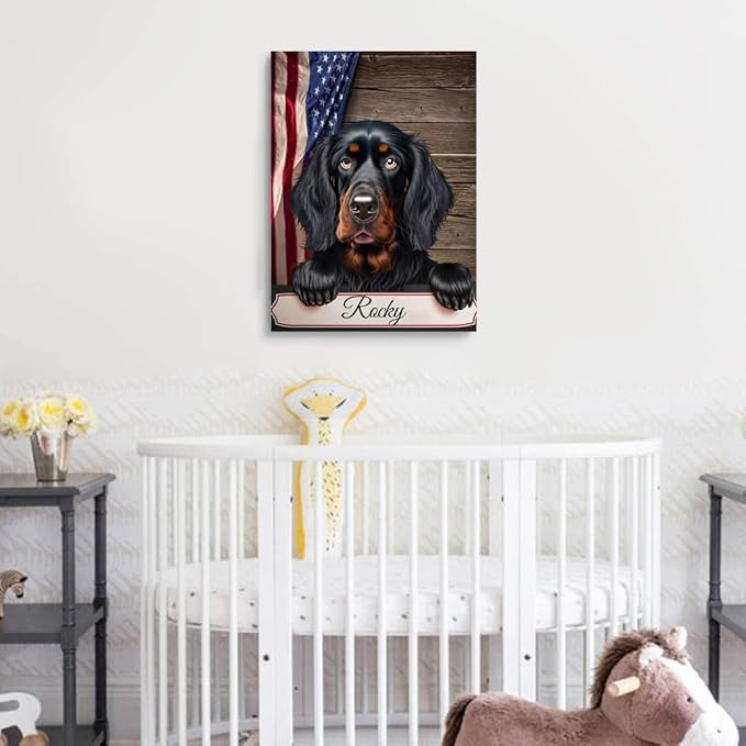 Custom Wooden Jigsaw Puzzles with Your Dog's Name on Gordon Setter Art Print - 300 500 1000PCS Puzzles Game and Home Wall Decor