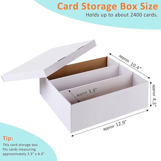 Card Storage Box,3 Rows about 2400 Count Collector Cards Box with Divider,Trading Card Storage Box for TCG/Mtg/Sports Card Storage and Collection,12.9"×10.4"×4.3"(1-Pack)