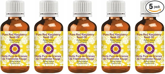 dève herbes Pure Red Raspberry Seed Oil (Rubus idaeus) Cold Pressed (Pack of Five) 100ml X 5 (16.9 oz)