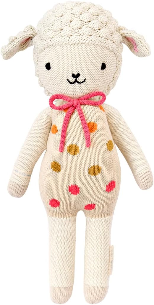 cuddle + kind Lucy The Lamb Little 13" Hand-Knit Doll – 1 Doll = 10 Meals, Fair Trade, Heirloom Quality, Handcrafted in Peru, 100% Cotton Yarn