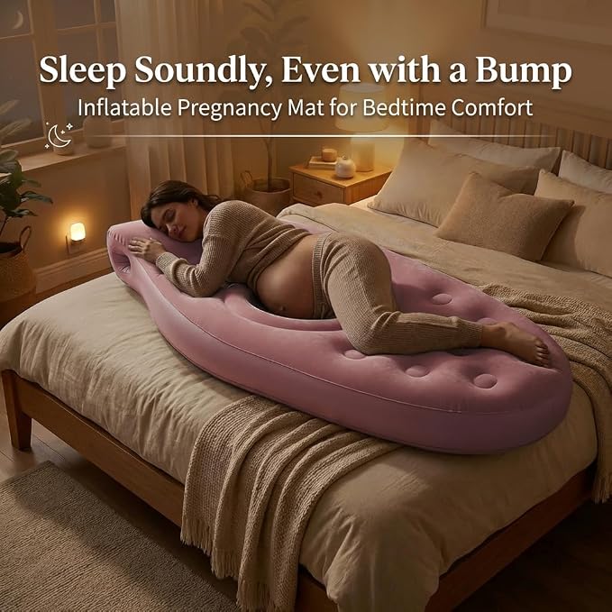 Inflatable Tummy Nest Pregnancy Pillow with Belly Hole, Belly Mattress for Pregnancy Pillow Stomach Sleepers,Maternity Pool Float,Prenatal Massage Pillow,Extra Wide&Tall,All Pregnancy Stages (Pink)