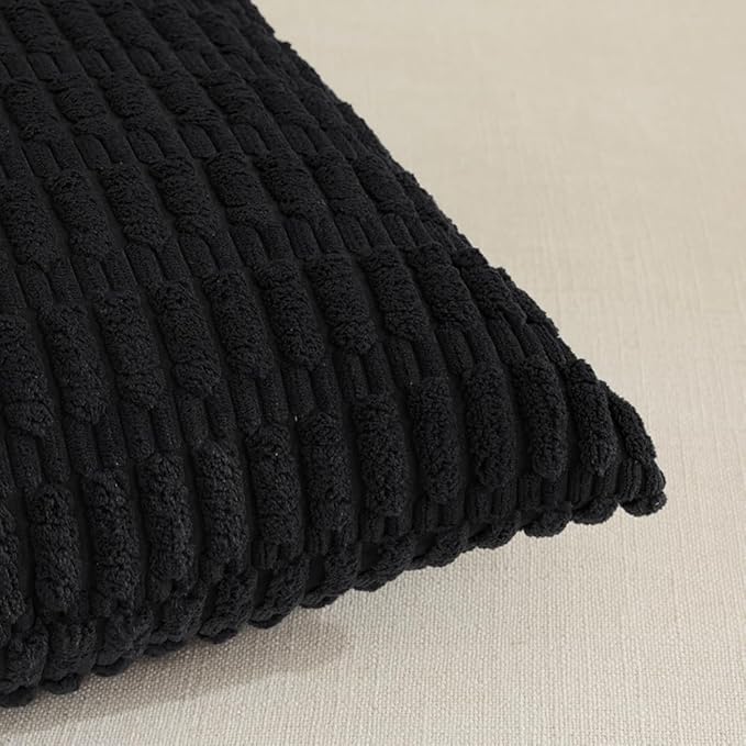 Fancy Homi 4 Packs Decorative Throw Pillow Covers for Living Room Couch Bed, Modern Farmhouse Boho Home Décor Accent Cushion Case, 26" x 26", Black