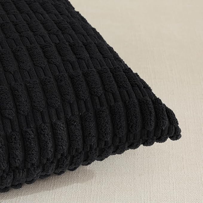 Fancy Homi 4 Packs Decorative Throw Pillow Covers for Living Room Couch Bed, Modern Farmhouse Boho Home Décor Accent Cushion Case, 18" x 18", Black