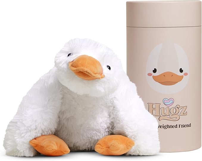 Hugz Official Quackers The Duck – Premium Weighted Stuffed Plushie 3.8 lb for Adults & Kids – Microwavable Stuffed Animal – Heatable & Coolable – Super Soft Fur – Gift Ready Tube Packaging