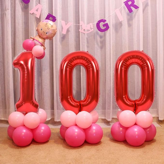 TONIFUL 40 Inch Red Large Numbers Balloons 0-9, Number 6 Digital 6 Helium Balloons, Foil Mylar Big Number Balloons for Birthday Party Anniversary Supplies Decorations