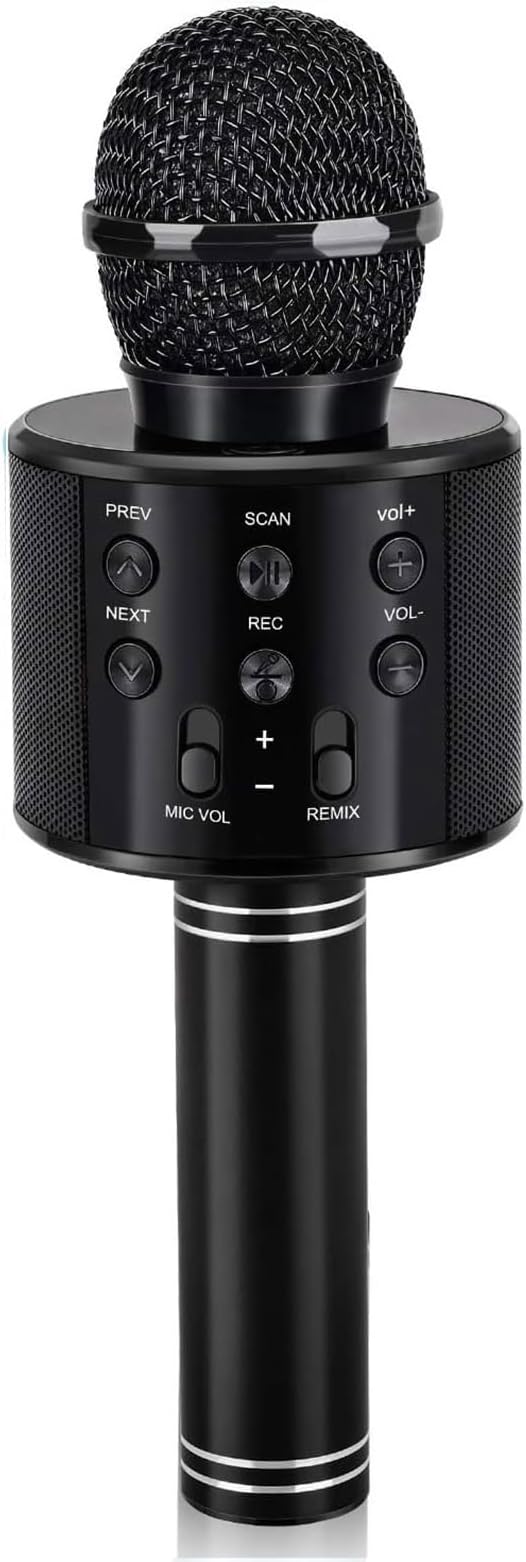 Kids Toys Age 3-12, Karaoke Microphone for Kids Birthday Presents Gifts for 5 6 7 8 9 10 11 12 Year Old Girls Boys Toys for 4-11 Year Old Girl Boy Teen - Black