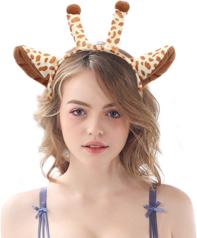 Plush Animal Ears and Horns Headband-Halloween Christmas Festival Theme Party Animal Cosplay Costume Headbands