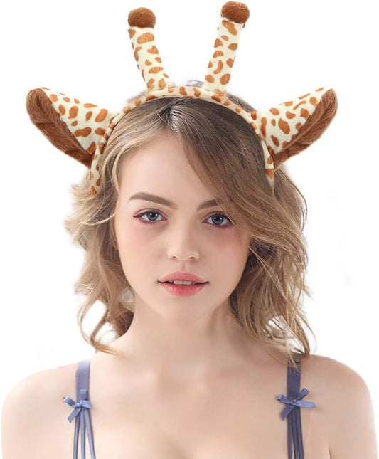 Plush Animal Ears and Horns Headband-Halloween Christmas Festival Theme Party Animal Cosplay Costume Headbands