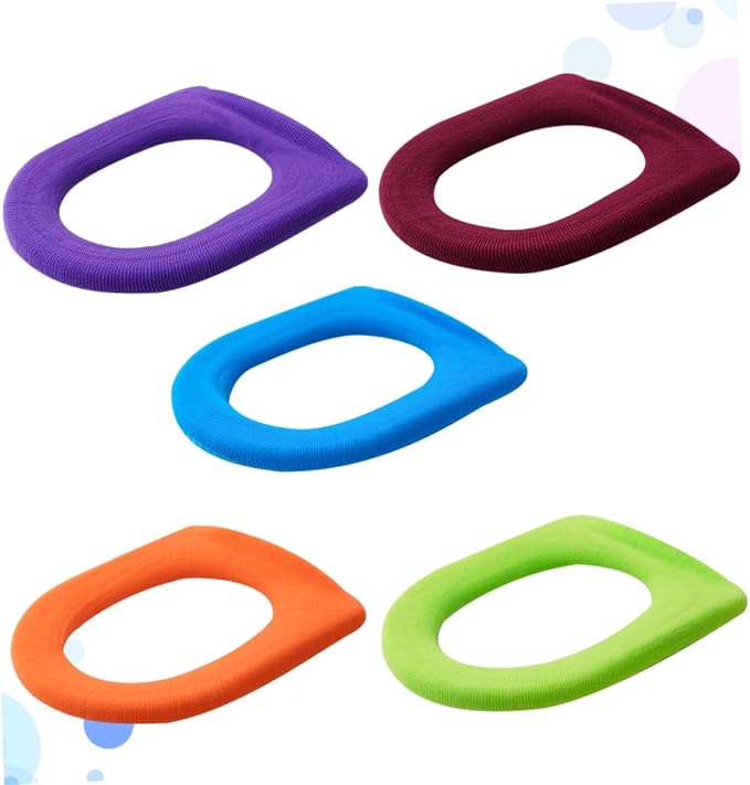 Gadpiparty 5pcs Colorful O-shaped Toilet Seat Pads Soft Toilet Cover Mats for Home Bathroom Comfortable Warm Design for Adults Expecting Mothers Random Colors