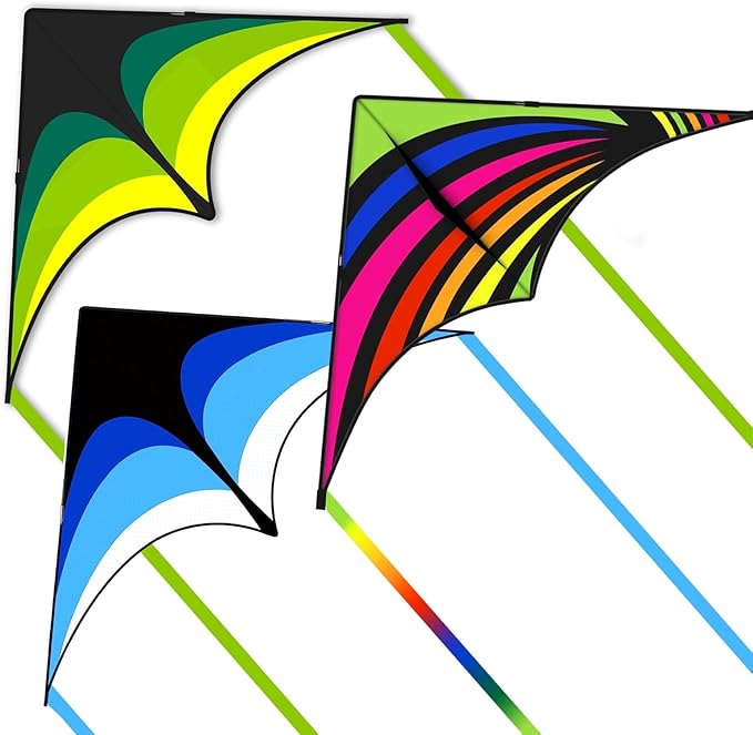 Mint's Colorful Life Delta Kite for Kids & Adults, Extremely Easy to Fly Kite for Beach Trip, Best Kites for Beginners, 300ft String Handle Included