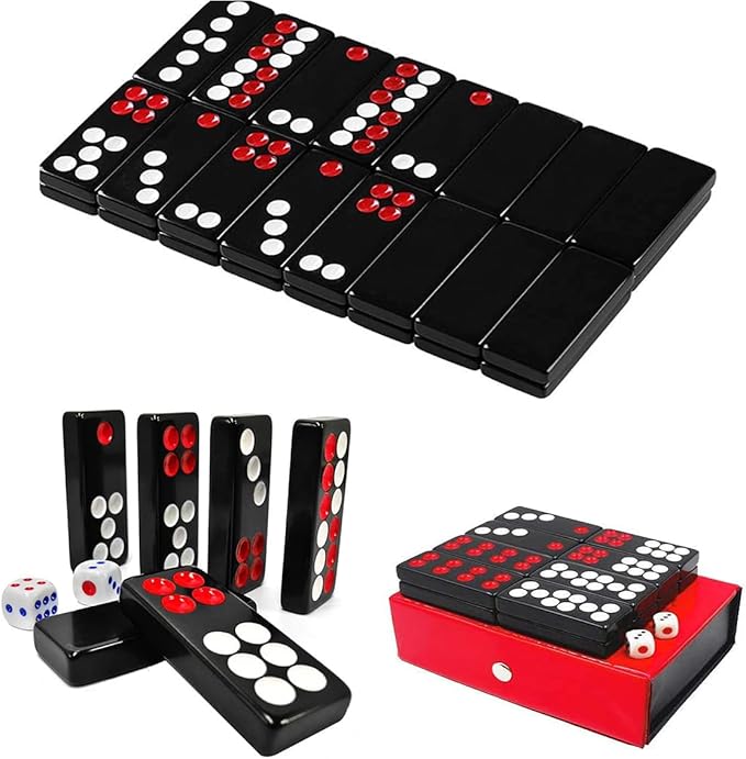 32PCS Pai Gow Tiles Game Set,Chinese Traditional Black Dominoes Pai Gow, Pai Gow Poker, Best Casino Game Party Fun Toy for Entertainemnt (16#)