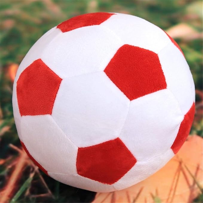 Plush Soccer Balls - Fluffy Stuffed Toy Soccer Ball Plush Pillow Soft Durable Stuff Soccerball Gift for Kids Boy Baby (Red - White,7.8inch/20cm)