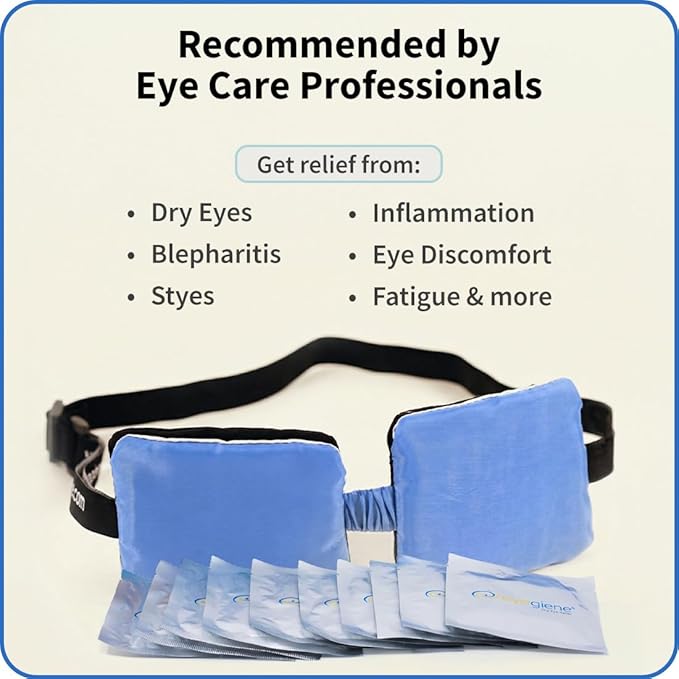 EyeGiene Insta-Warmth System Eye Mask with 10 Pairs of Warming Wafers, Heated Dry Eye Mask, Multi-Use Heat Treatment for Dryness, Fatigue, Styes, Blepharitis, Medical Device, Travel Accessories