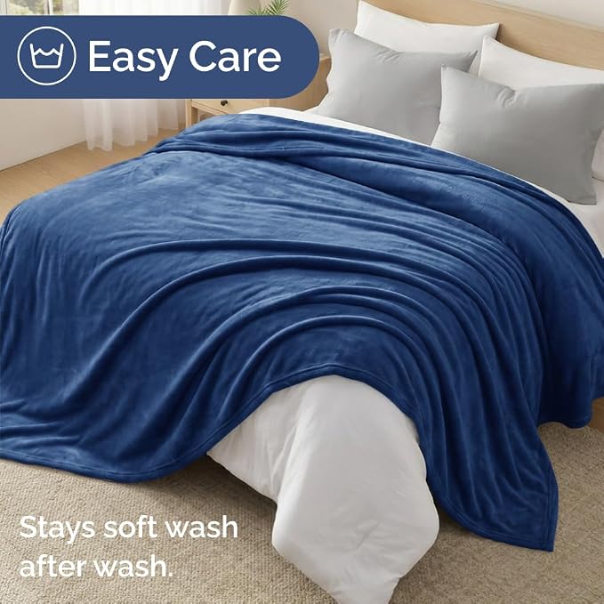 Ultra Soft Fleece Throw Blanket - College Dorm Room Essentials - Royal Blue | Flannel Fleece, Thick, Warm & Breathable, All Season Cozy, Anti-Static, Microplush, Lightweight for Couch, Bed & Dorm Bedding