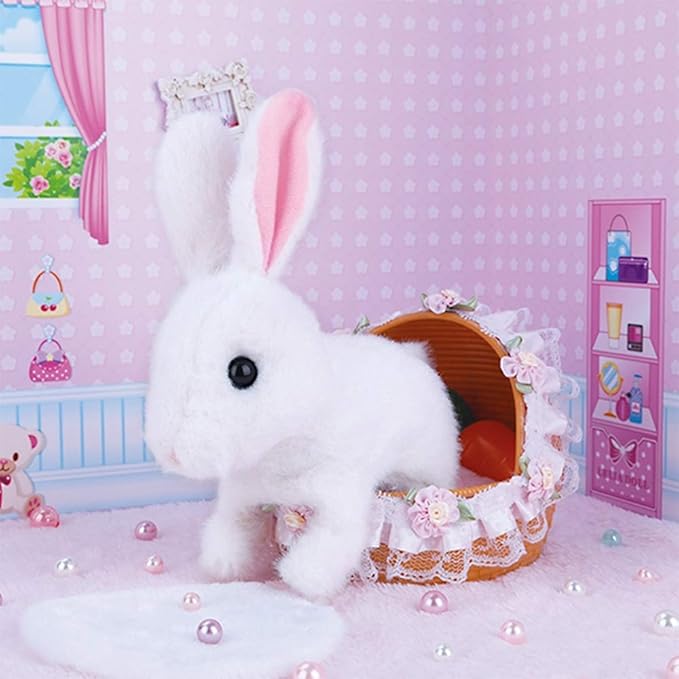 Liberty Imports Plush Bunny Rabbit Pet Electronic Toy - Walking, Hopping, Wiggle Ears, Twitch Nose, Sounds for Kids
