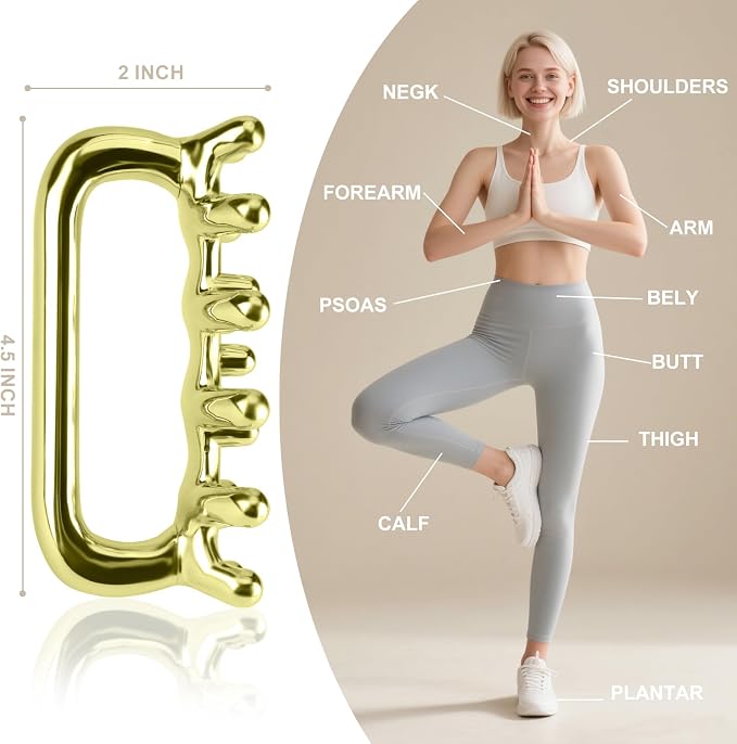 Fascia Massage Tool Stainless Ice Therapy Trigger Point Tools Cellulite Blaster Massage Tool for Shoulder Neck Facial Full Body Deep Tissue Myofascial Release and Tighter Skin Golden