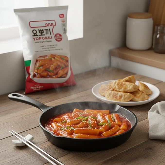 Yopokki Instant Halal Tteokbokki Cup Korean Street food with Jjajang flavored sauce Topokki Rice Cake - Quick & Easy to Prepare (Sweet & Mild Spicy - 2 Packs)