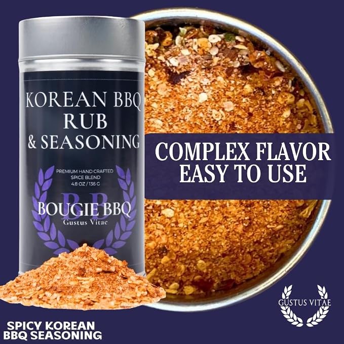 Gustus Vitae | Spicy Korean BBQ Seasoning | Natural Small Batch Gourmet Mix | Gourmet Spice Blend | Non GMO | No MSG | No Fillers | Handmade in USA | Magnetic Tin | Small Batch | All Natural