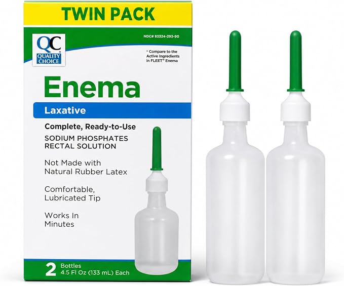 QC, Enema Sodium Phosphates Rectal Solution, Latex Free 2 Bottles