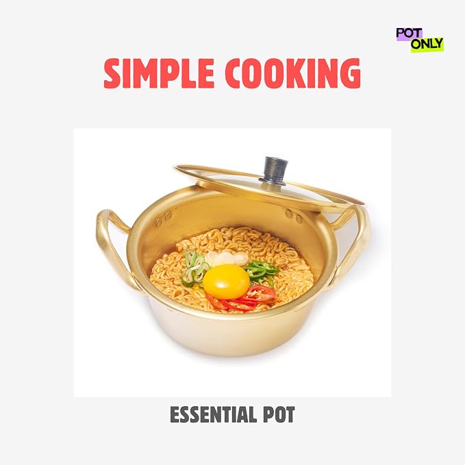 xenoz Korean Ramen Noodle Pot, Aluminum Cooker with Lid | Lightweight aluminum cookware made in Korea for ramen, noodles and soup.