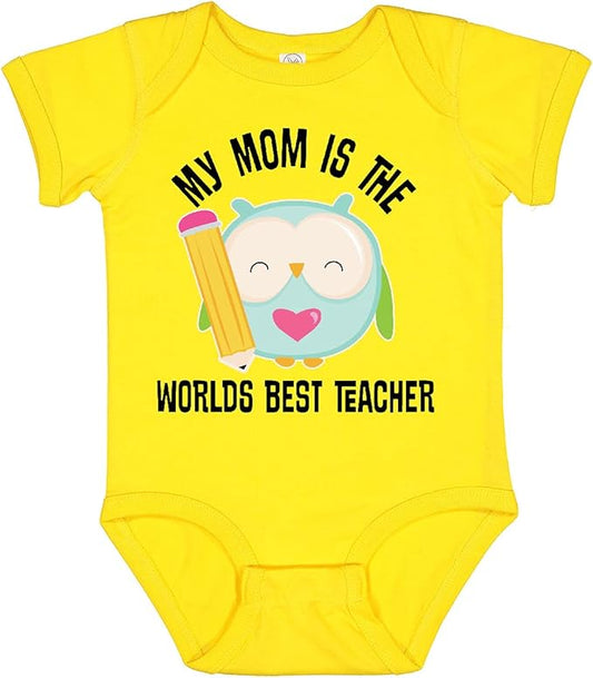inktastic Teacher Mom School Owl Baby Bodysuit