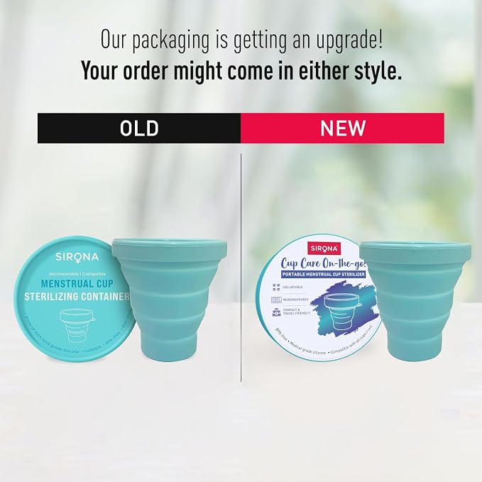 Sirona Menstrual Cups Container Foldable Sterilizing Silicone - 1 Unit | Microwave Friendly | Foldable Menstrual Cup Sterilizer | BPA Free and Non-Toxic | for Camping, Public Restrooms