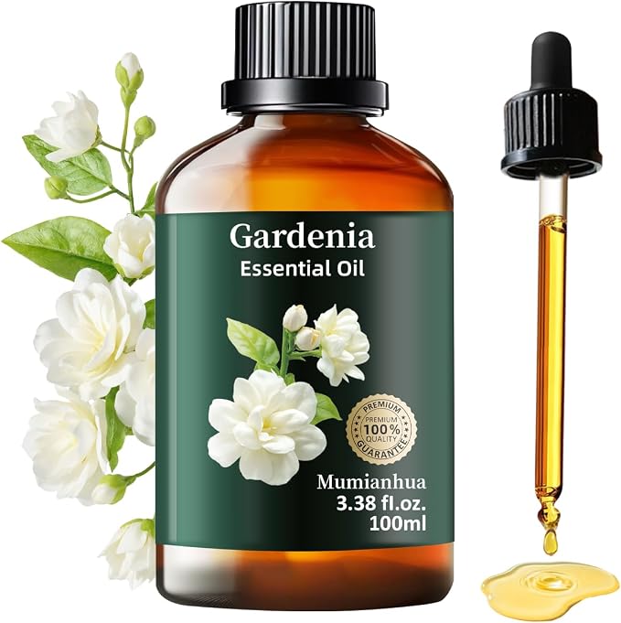 Gardenia Essential Oil, Sweet Floral Scent, Diffuser & DIY, 3.38 Fl Oz | Mumianhua Gardenia Oil, Steam-Distilled. Creamy Floral Aroma. For Diffuser, Perfume, Skin, Hair & Candle