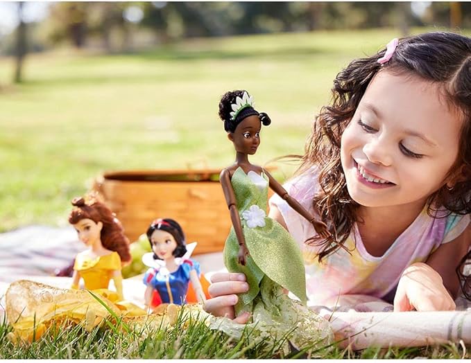 Disney Store Official Disney Princess Classic Doll (Tiana from The Princess and the Frog), 11 Inches, includes Brush with Molded Details, Posable Toy in Classic Outfit - Disney Princess Toys for Girls