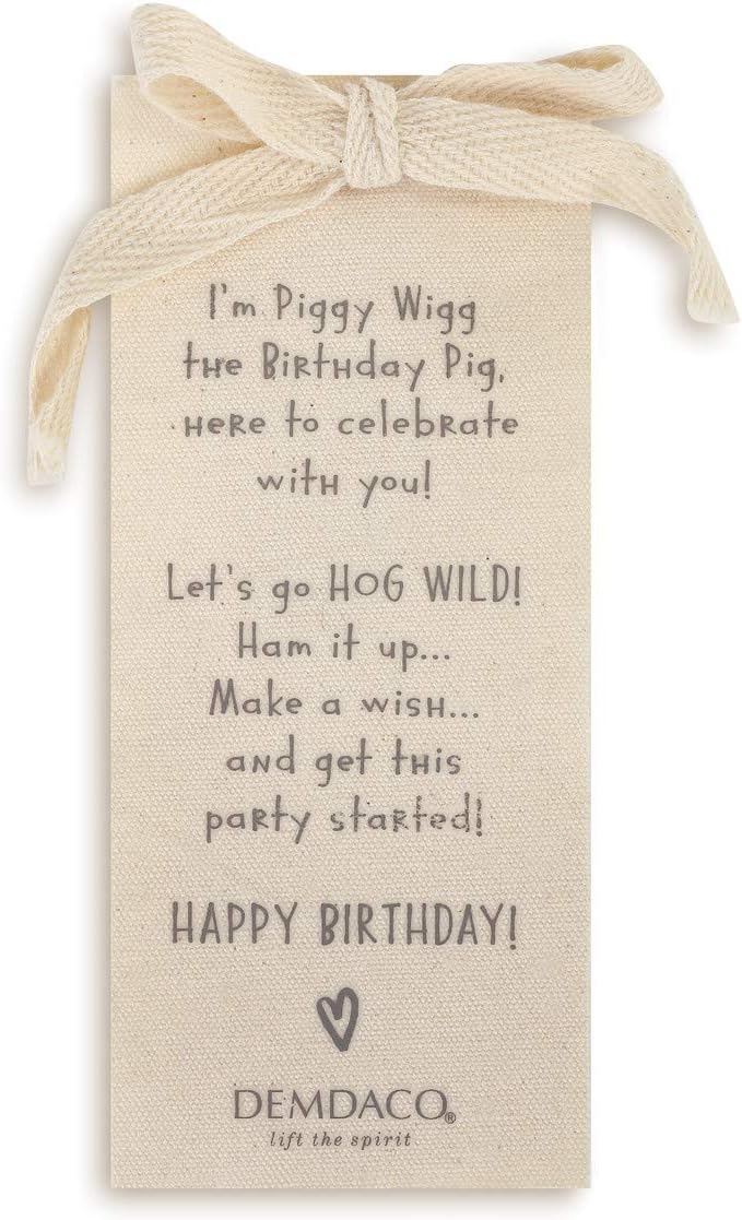DEMDACO Piggy Wigg The Birthday Pig Baby Pink 12 inch Plush Fabric Stuffed Figure Toy