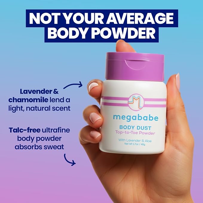Megababe Body Dust Powder, Talc-Free, Sweat-Absorbing, Lavender Scent, 1.7 oz