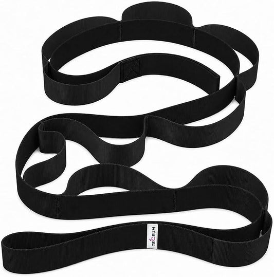 TECEUM Stretching Strap with 10 Loops for Physical Therapy & Rehab | Non-Elastic Yoga Stretch Band for Hamstring, Leg, Hip & Knee Rehab, Pilates, Flexibility & Mobility Exercises for Men & Women