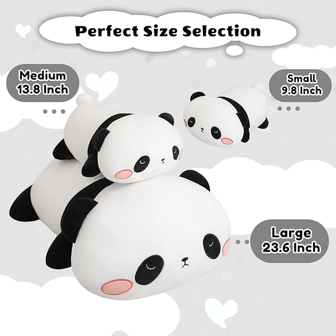 Weighted Panda Stuffed Animals, Cute Weighted Panda Plush, Soft Stuffed Weighted Plushie Pillow Gifts for Girls Boys(13.8" 1.6Lbs)