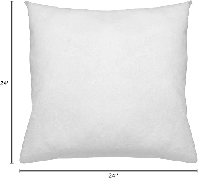 Digital Decor Decorative Throw Pillow Insert 24x24, Plush Hypoallergenic Down Alternative Pillow Form for Bed, Couch & Sofa, Made in USA Square Cushion Insert, White, 1 Pack