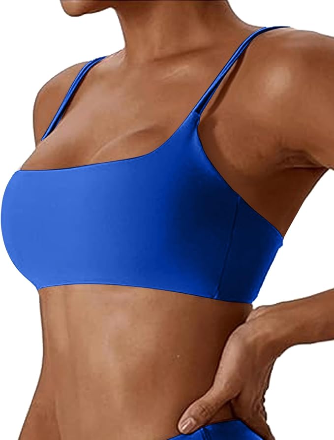 Comper Women's Sports Bras Wirefree Racerback Workout Bras Sexy Thin Straps Yoga Sport Bras with Removable Pads