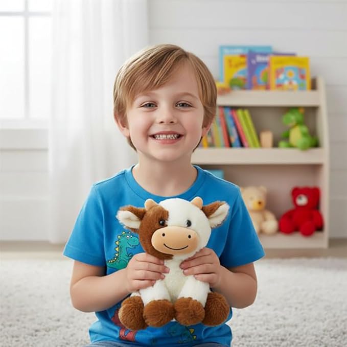 Cow Stuffed Animals Soft Plush Cute Cow Doll for Boys Girls 8in (zuo NIU zongse)