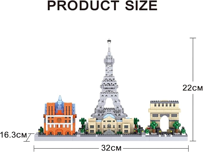SEMKY Micro Mini Blocks French Skyline Famous Landmark Model Set,(2462Pieces) -Building and Architecture Toys Gifts for Kid