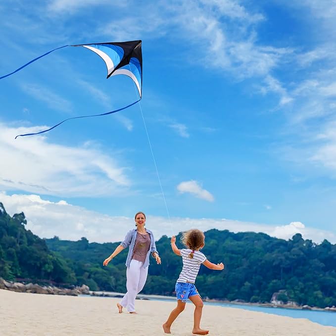 Mint's Colorful Life Delta Kite for Kids & Adults, Extremely Easy to Fly Kite for Beach Trip, Best Kites for Beginners, 300ft String Handle Included