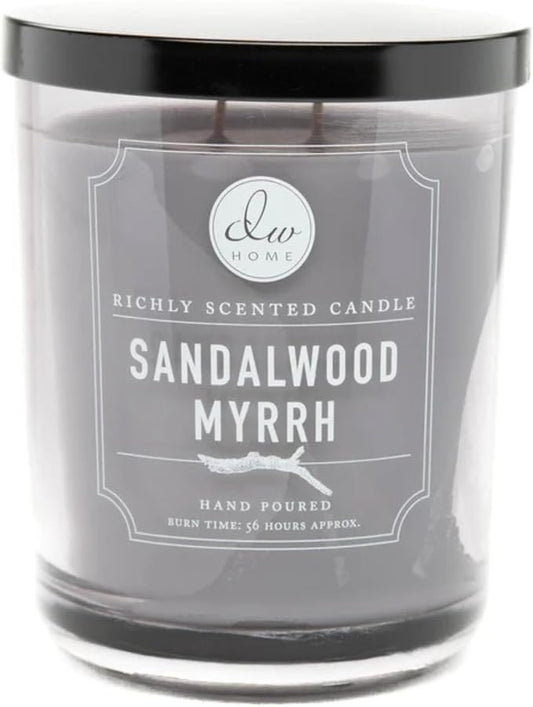 DW Home Sandalwood Myrrh Scented Candle for Home, 15 oz, Large Double Wick Candle Jar, Up to 56H Burn Time, Luxury Scented Candle for Relaxation, Gifting, Home Decor