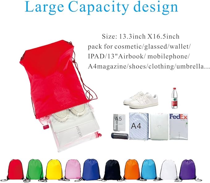 Drawstring Backpack Bulk 40Pcs Draw String Backpack Bags DIY Gym Sports Traveling Yoga Cinch Bag Sackpack Drawstring(red)