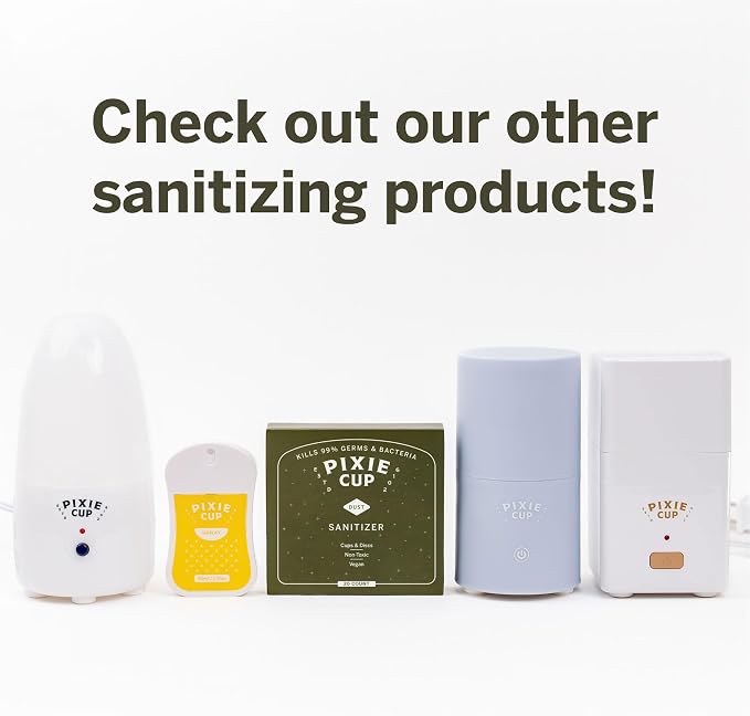 Pixie Cup Dust Menstrual Cup Sanitizer - Menstrual Disc Sanitizer + Period Cup Cleaner - Just add Water - Portable Travel Solution for Feminine Care