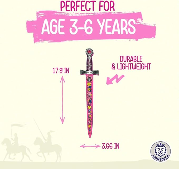 Liontouch - Unicorn Princess Sword for Girls - 3-6 Years | Medieval Style Toy for Pretend Play for Toddlers with Flowers & Gemstones | Safe & Durable Foam Accessory for Royal Dress Up & Costumes