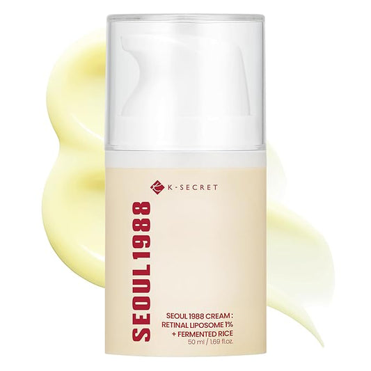 K-SECRET SEOUL 1988 Retinal Cream – Formulated with Advanced Retinal Liposome 1% and Fermented Rice Extract | Daily Fine Lines and Skin Texture Care | Korean Skincare, 50ml / 1.69 fl oz