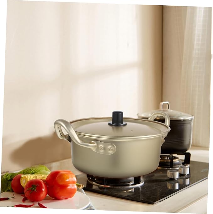 Tofficu Practical Aluminum Cooking Pot for Home Kitchen Multi-function Stew and Noodle Pot Open Fire Heating Ergonomic Design Easy to Clean