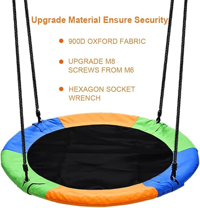 Juegoal 40 Inch Saucer Tree Swing, Large Rope Swing with Children Swing Platform Bonus Carabiner for Hanging Rope Outdoor